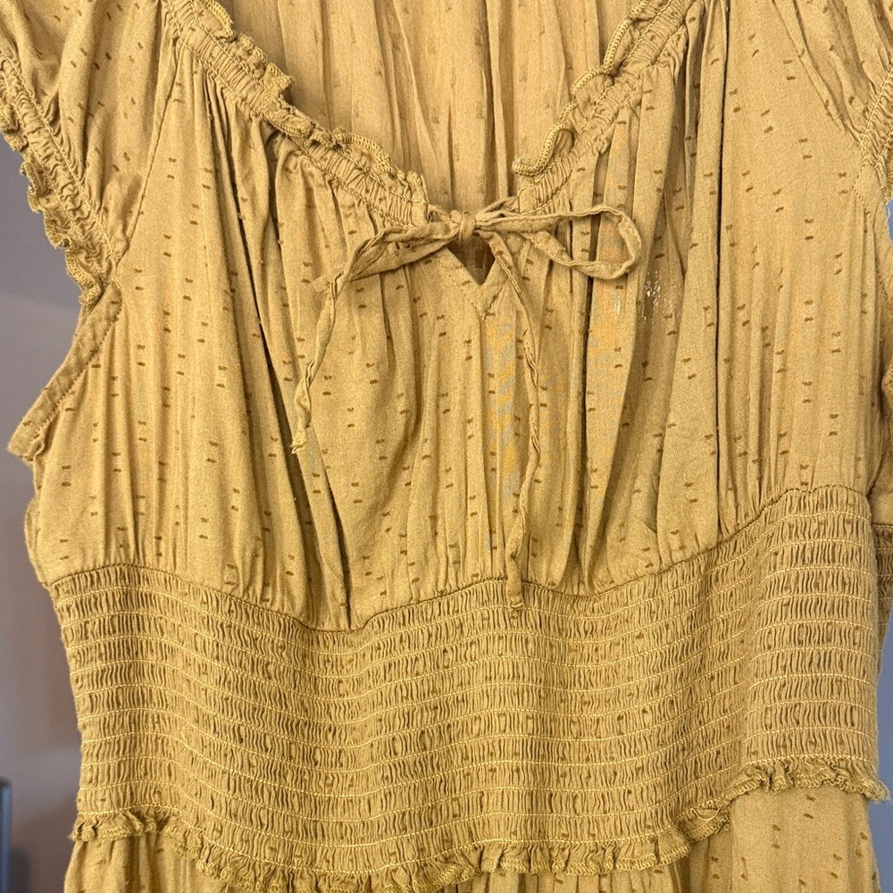 NWT Old Navy Swiss Dot Mustard Yellow Women's Maxi Dress Size L - Picture 3 of 5